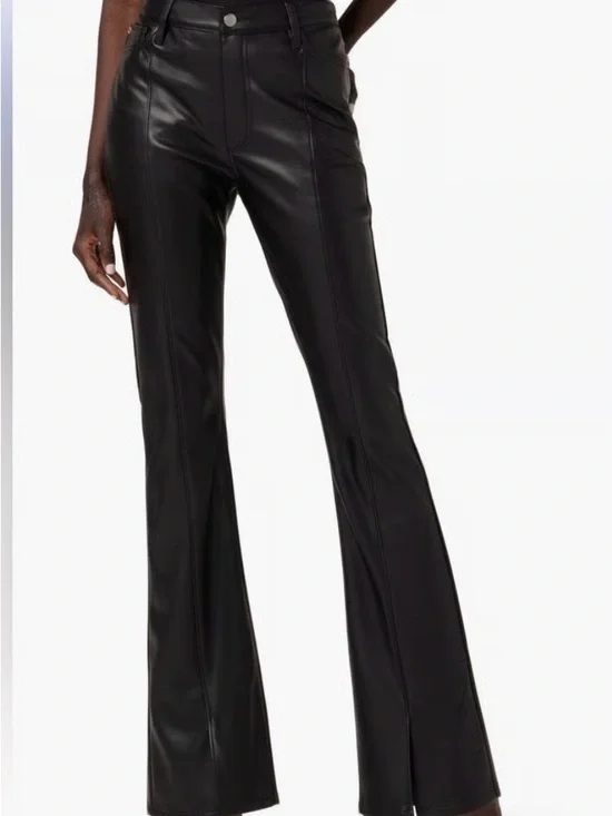 High-Rise Black Faux Leather Flare Pants - Picture 5 of 5